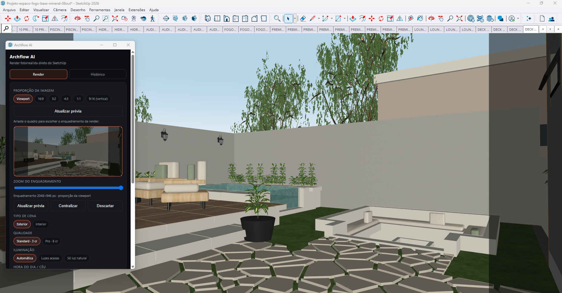 Renderize direto do SketchUp — sem sair do modelo